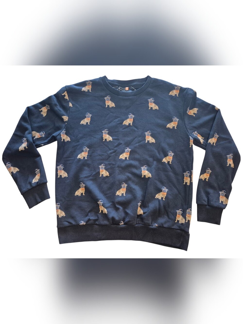 Denim Flower Ricky Singh Halloween Spooky Pug Sweatshirt Men's Size Medium